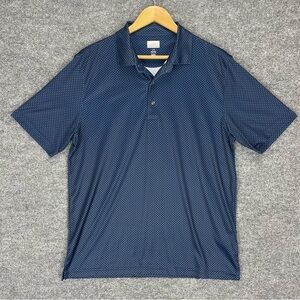 Greg Norman Polo Shirt Men’s L Blue Geometric Diamond Print ML75 Play Dry Golf
